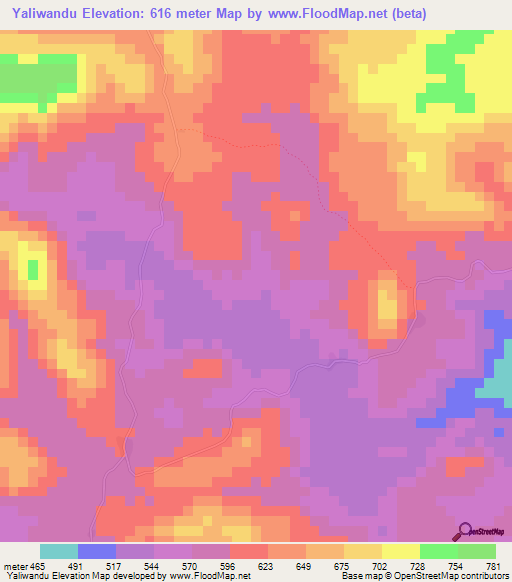 Yaliwandu,Sierra Leone Elevation Map