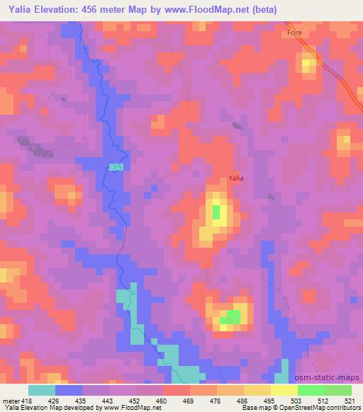 Yalia,Sierra Leone Elevation Map