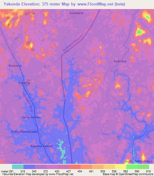 Yakunda,Sierra Leone Elevation Map