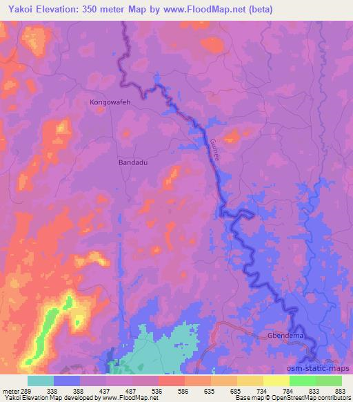 Yakoi,Sierra Leone Elevation Map