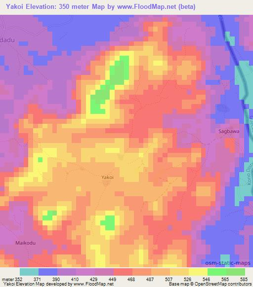 Yakoi,Sierra Leone Elevation Map