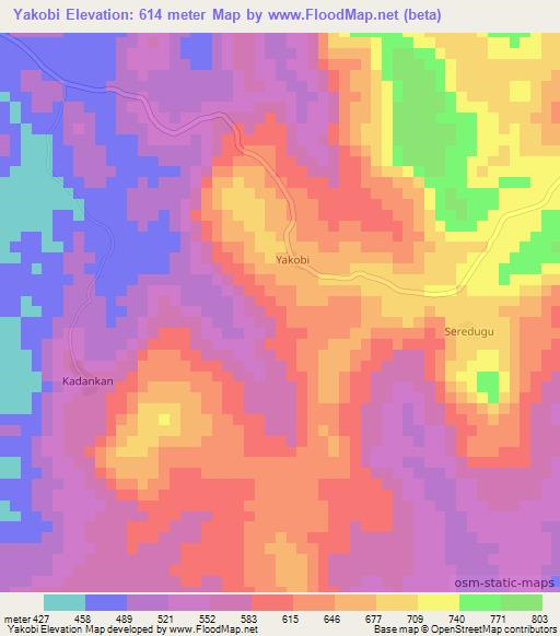 Yakobi,Sierra Leone Elevation Map