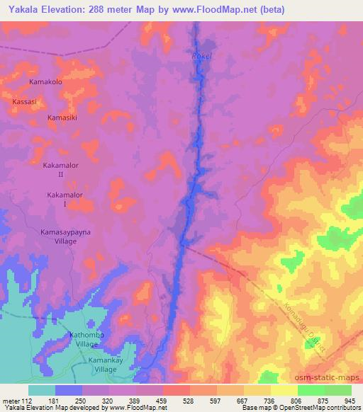 Yakala,Sierra Leone Elevation Map