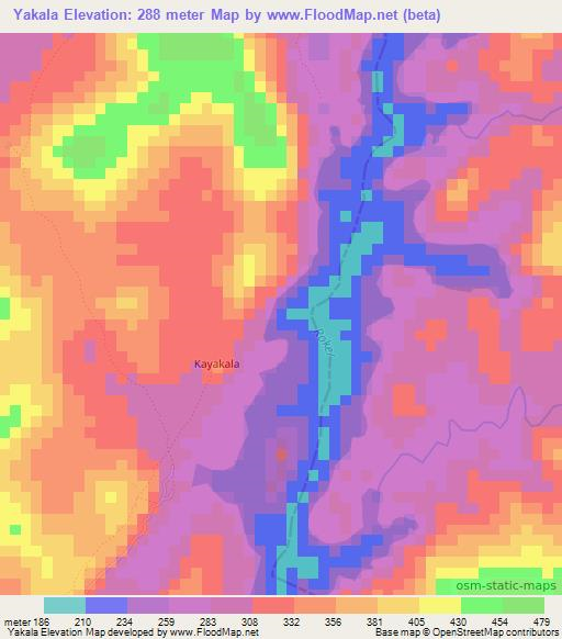 Yakala,Sierra Leone Elevation Map