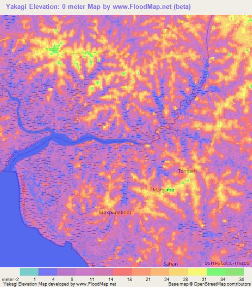 Yakagi,Sierra Leone Elevation Map