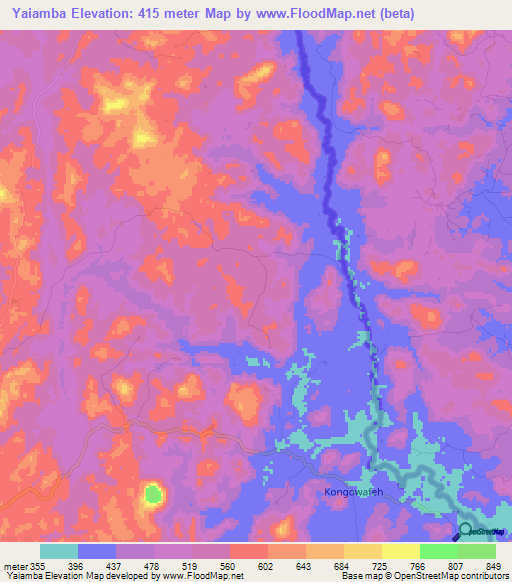 Yaiamba,Sierra Leone Elevation Map