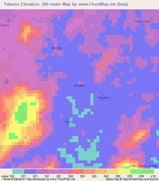 Yahama,Sierra Leone Elevation Map