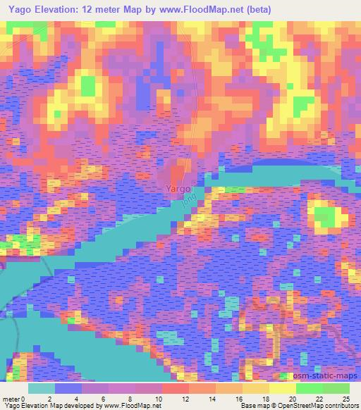 Yago,Sierra Leone Elevation Map