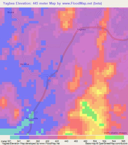 Yagbea,Sierra Leone Elevation Map