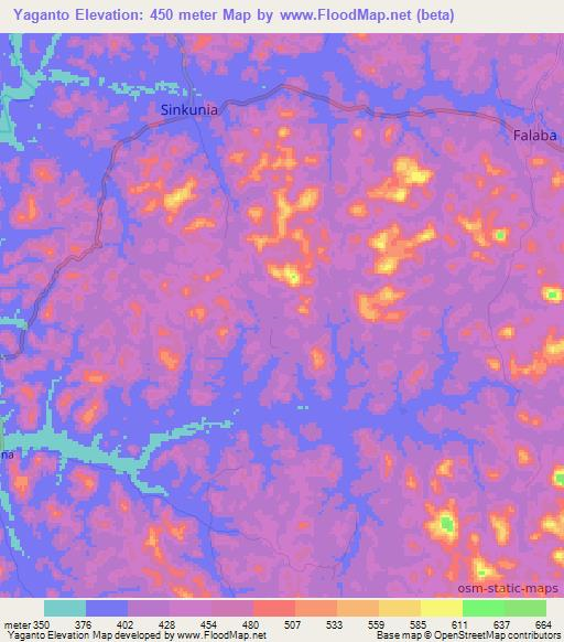 Yaganto,Sierra Leone Elevation Map