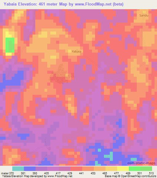 Yabaia,Sierra Leone Elevation Map