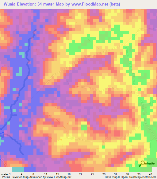 Wusia,Sierra Leone Elevation Map