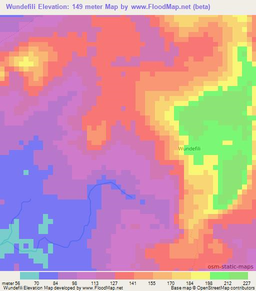 Wundefili,Sierra Leone Elevation Map