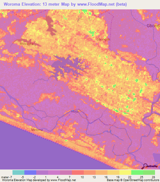 Woroma,Sierra Leone Elevation Map