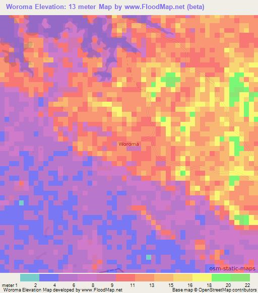 Woroma,Sierra Leone Elevation Map