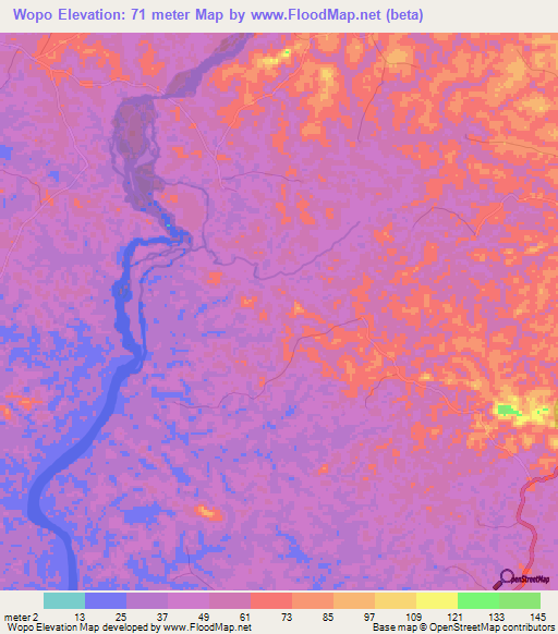 Wopo,Sierra Leone Elevation Map