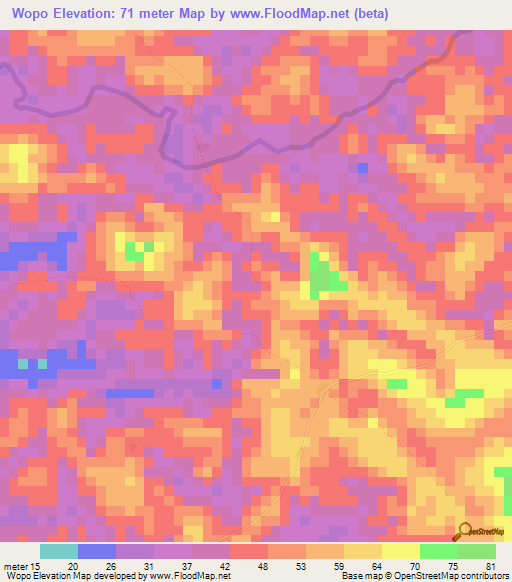 Wopo,Sierra Leone Elevation Map