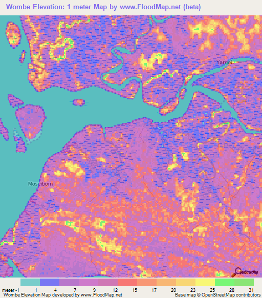 Wombe,Sierra Leone Elevation Map