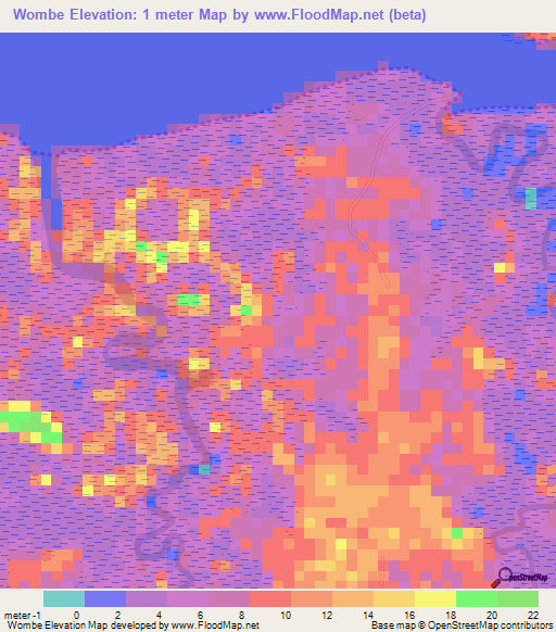 Wombe,Sierra Leone Elevation Map