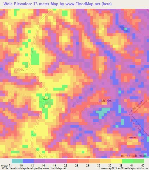 Wole,Sierra Leone Elevation Map