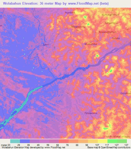 Wolabahun,Sierra Leone Elevation Map