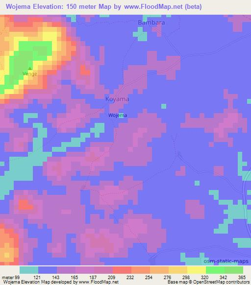 Wojema,Sierra Leone Elevation Map