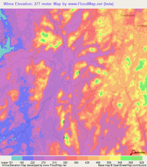 Wima,Sierra Leone Elevation Map