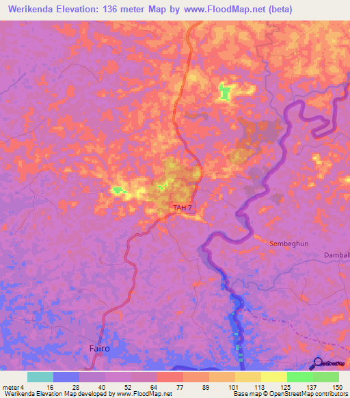 Werikenda,Sierra Leone Elevation Map