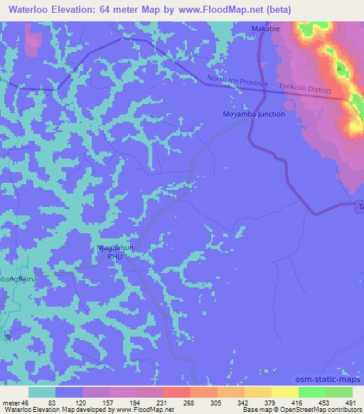 Waterloo,Sierra Leone Elevation Map