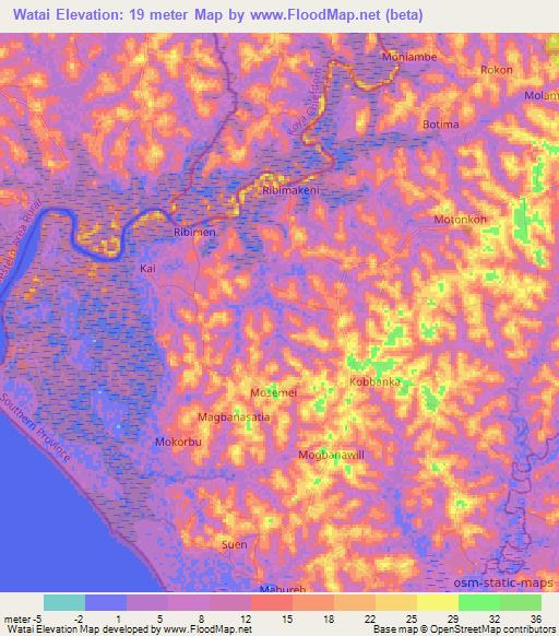 Watai,Sierra Leone Elevation Map