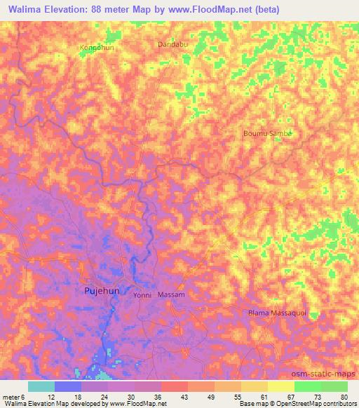 Walima,Sierra Leone Elevation Map