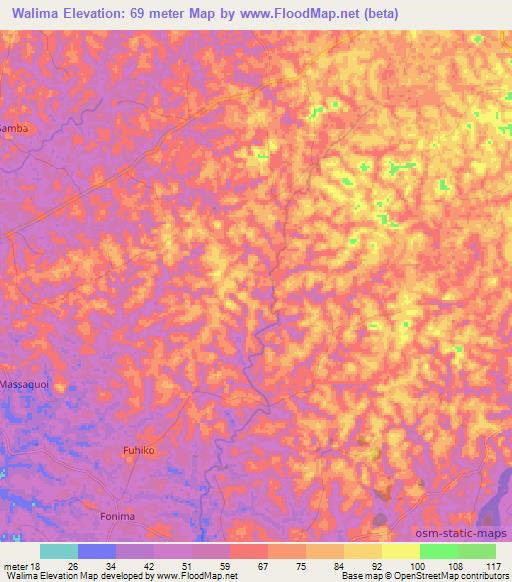 Walima,Sierra Leone Elevation Map