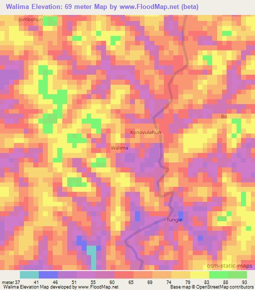 Walima,Sierra Leone Elevation Map