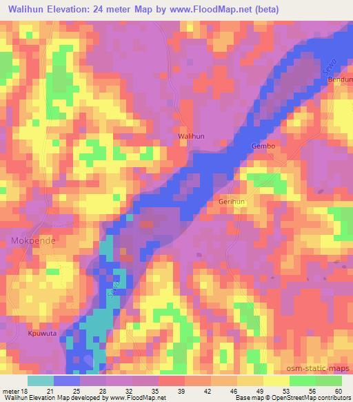 Walihun,Sierra Leone Elevation Map