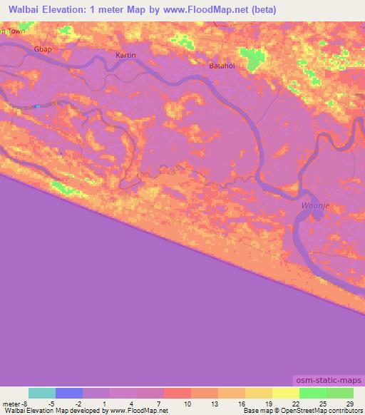 Walbai,Sierra Leone Elevation Map