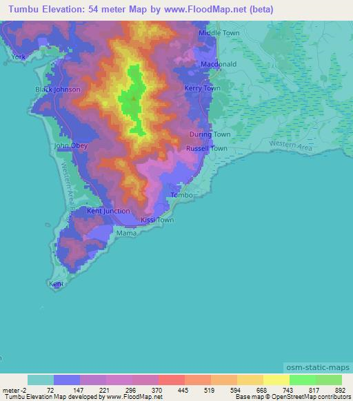 Tumbu,Sierra Leone Elevation Map