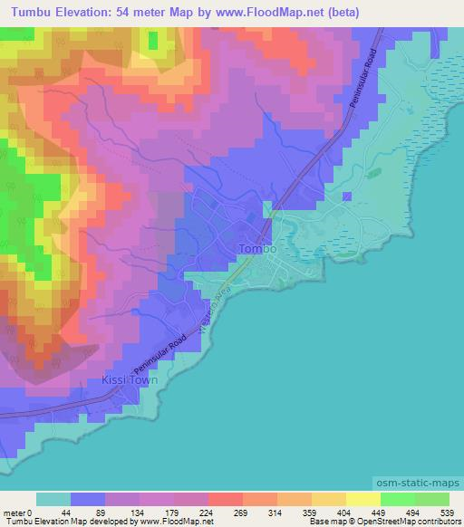 Tumbu,Sierra Leone Elevation Map