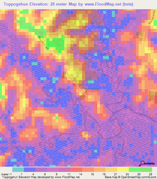 Toppogehun,Sierra Leone Elevation Map