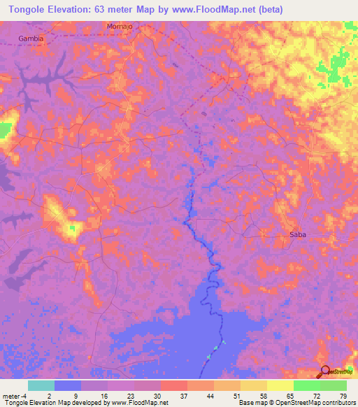 Tongole,Sierra Leone Elevation Map