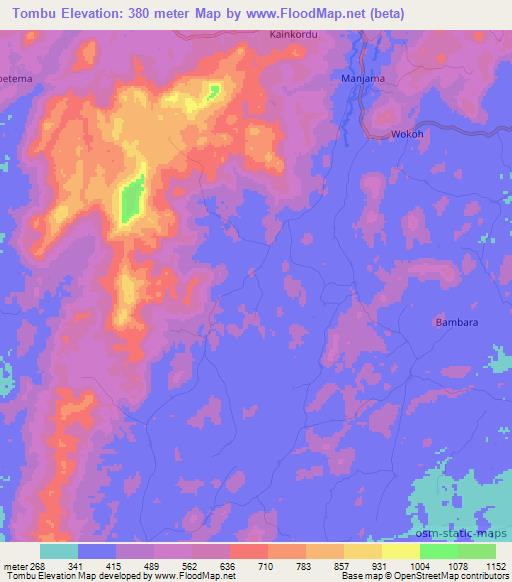 Tombu,Sierra Leone Elevation Map