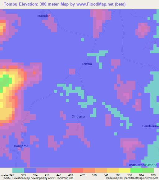 Tombu,Sierra Leone Elevation Map