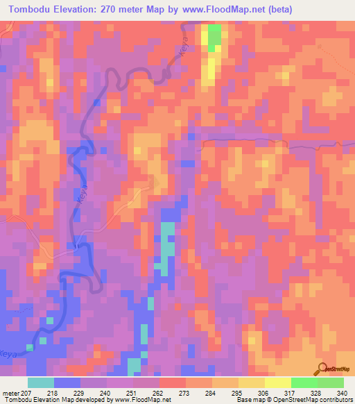 Tombodu,Sierra Leone Elevation Map