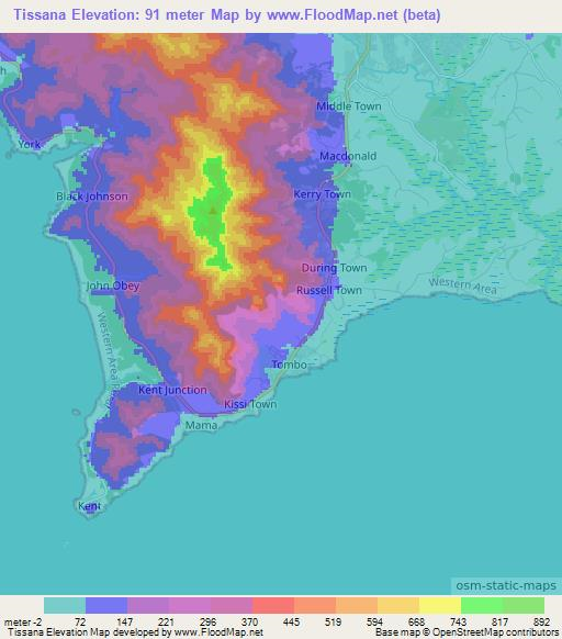 Tissana,Sierra Leone Elevation Map