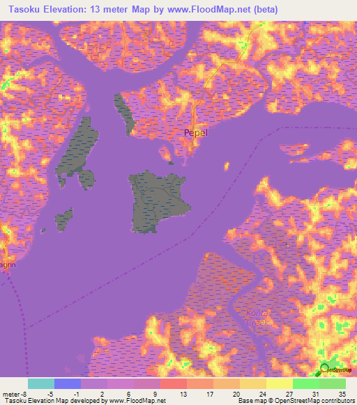 Tasoku,Sierra Leone Elevation Map