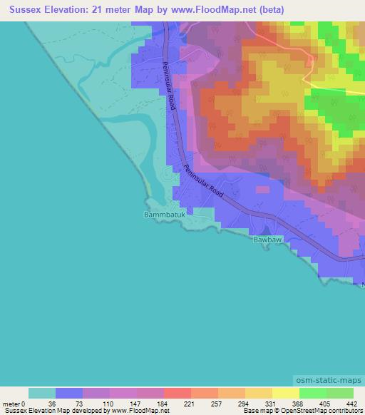 Sussex,Sierra Leone Elevation Map