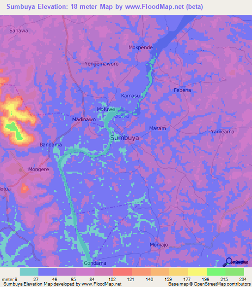 Sumbuya,Sierra Leone Elevation Map