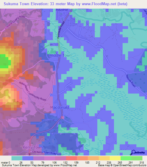 Sukuma Town,Sierra Leone Elevation Map