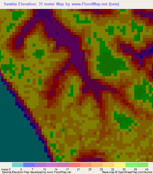 Sawkta,Sierra Leone Elevation Map