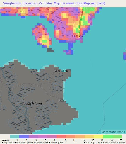 Sangbalima,Sierra Leone Elevation Map