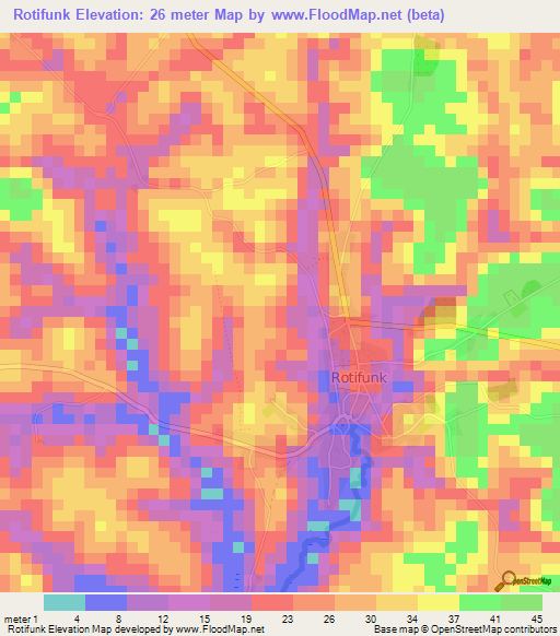 Rotifunk,Sierra Leone Elevation Map